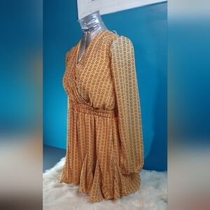 Francesca's Collections Vibrant Orange Long Sleeve Dress